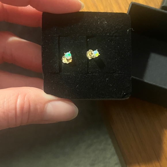 Catbird Opal Cluster Studs - Cream and Blue Flash - Picture 3 of 3